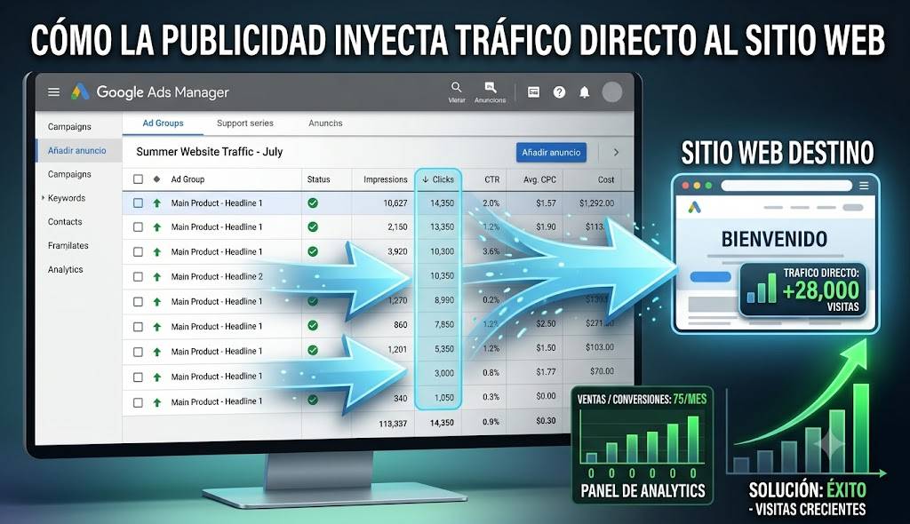 Campañas de tráfico y anuncios digitales para empresas.